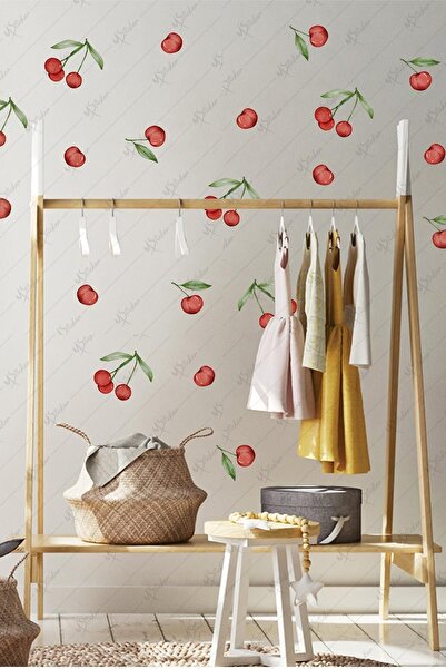MSticker Set de autocolante cu cireșe drăguțe - Autocolant cu cireșe pentru dulap de perete din sticlă pentru camera bebelușului