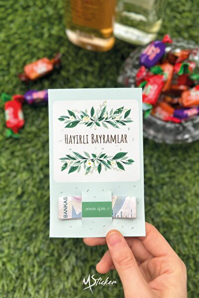MSticker Bayram Tebrik Kartı 10 Adet Ramazan Bayramı Hediye Kartı Tebrik Kart...