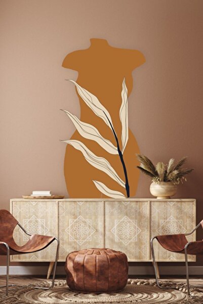 MSticker Bohemian Style Abstract Art Woman And Leaves Special Design Wall Sti...