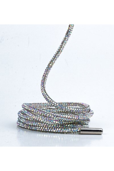 AiryFooT Multi Color Crystal Jewelled Laces and Silver Glitter Flat Laces Super Double in One