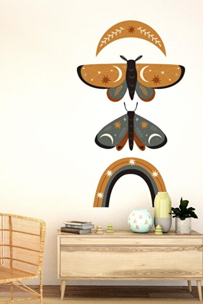 MSticker Autocolant de perete cu design special fluture și curcubeu în stil boem