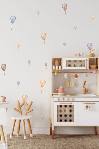 MSticker مجموعة ملصقات تزيين غرفة الأطفال بتصميم بالونات بألوان مائية