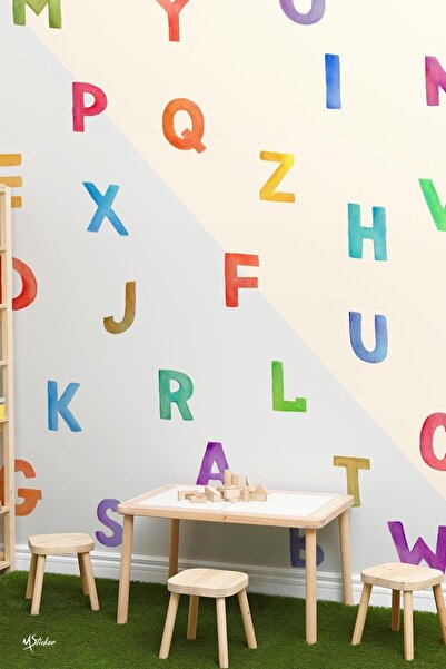 MSticker Σετ αυτοκόλλητων γυαλιών ακουαρέλας με μοτίβο αγγλικού αλφαβήτου - Σ...