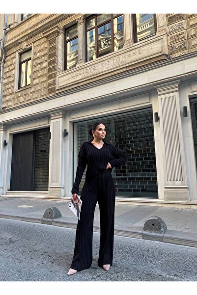 LB Laluna Butik Póló nyakú női pulóver és magas derekú Palazzo nadrág szett