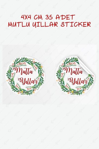 MSticker Mutlı Yıllar Sticker 4x4 Cm 35 Adet - Suya Dayanıklı Yeni Yıl Yılbaşı Sticker