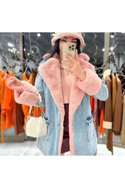 Kısmetin Butiği معطف نسائي للموسم الجديد - سترة من الفرو، تعويض الفارق، مقاوم للحرارة