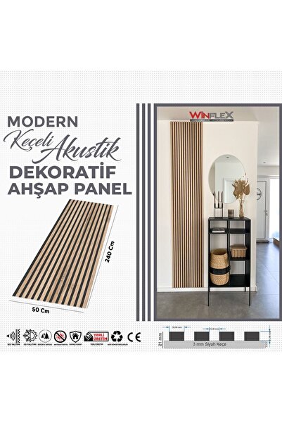 WİNFLEX KEÇELİ DEKORATİF AKUSTİK AHŞAP PANEL – FLORA (50X240CM).