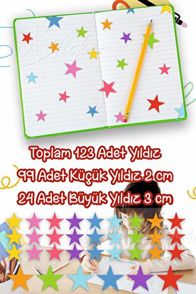 MSticker Fun Stars 3 cm 64 Pieces Wall Notebook Glass Sticker Set for Teachers