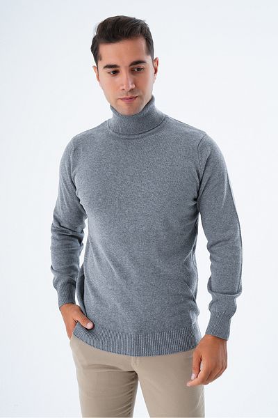 Trist Star Dark Gray Men's Cotton Turtleneck Sweater