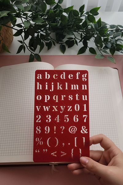 Karmelom Studio Lowercase Letter and Symbol Drawing Template Ruler - Ruler for Bullet Journal Note and Content Layout