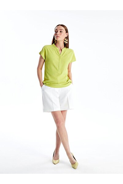 LC Waikiki Lcwaikiki - Acid Yellow Leak Collar Short Sleeve Women's Blouse