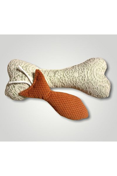 PetBucks Plush Cat Dog Toy Bone And Fish Set of 2