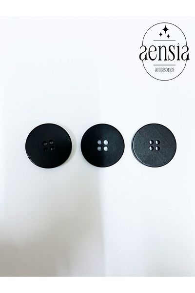 aensia Black Matte Large Size Polyester 4-Hole Button Coat Trench Jacket Button 60 Sizes - Pack of 3
