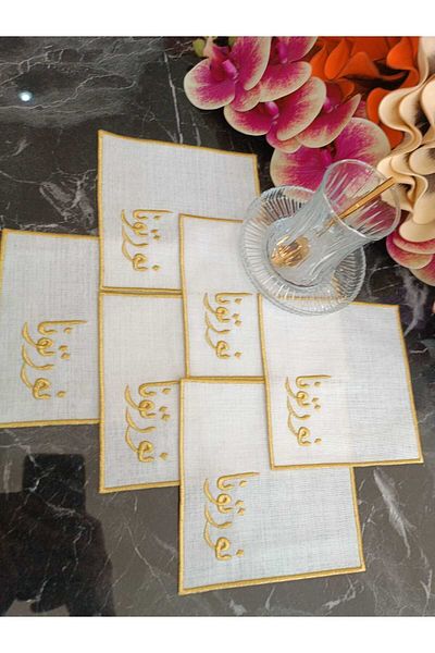 LASETU 6 Pieces of Welcome to the Sefa Arabic Written Cocktail Napkin - Coffee Side, Tea Cup Pad