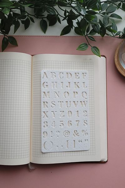 Karmelom Studio Classic Style Large Letter Stencil Ruler - Bullet Journal Title Drawing Tool
