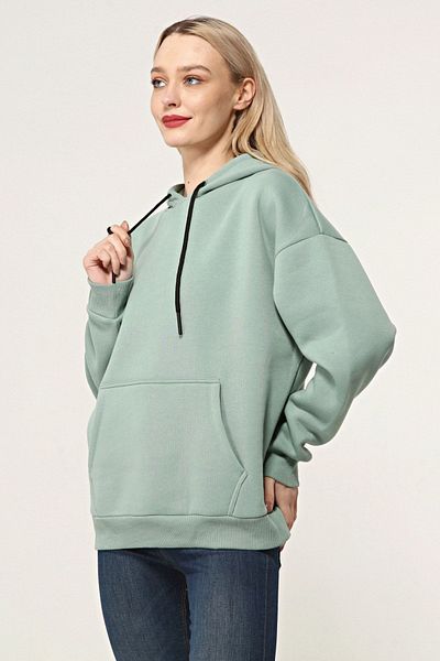 Moda Işık Hanorac cu trei fire ridicate supradimensionat cu glugă Culoare verde