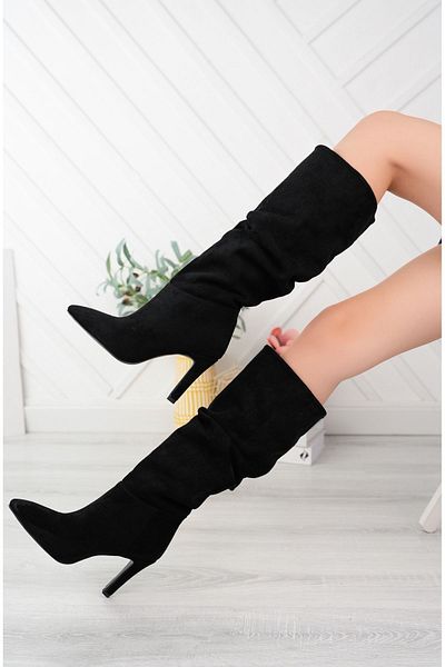 SUİNS SHOES Дамски боти Carola Велурени кожени ботуши на тънък ток