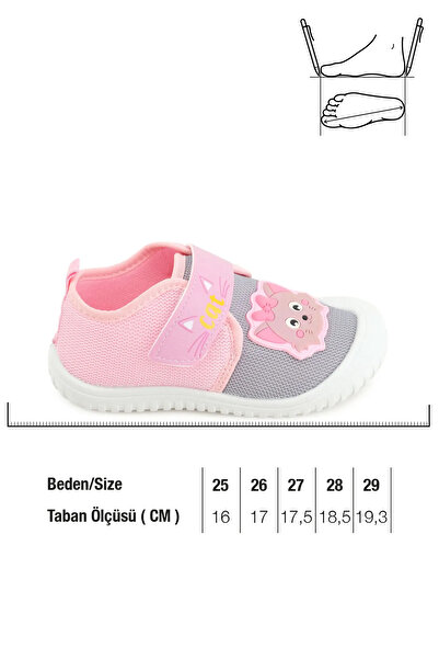 GEZER Yazlık Kız Çocuk Rahat Taban Cırt Cırtlı Ayarlanabilir Keten Günlük Ayakkabı