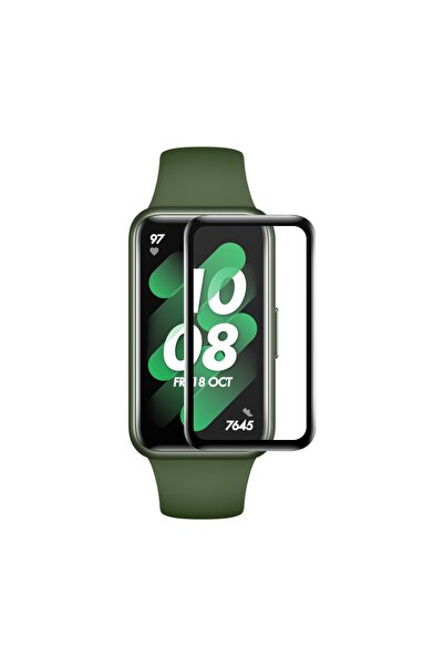 Fibaks Huawei Band 7 Uyumlu Tam Kaplayan Kavisli Siyah Çerçeveli Saat Ekran K...