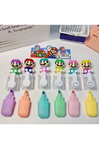 Çılgıntrend 6-piece Highlighter Super Mario Character Pen Set