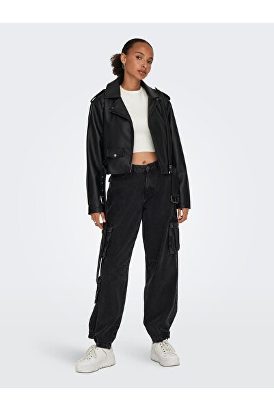 ONLY 15300560 Δερμάτινο παλτό με ζώνη μέσης με φερμουάρ