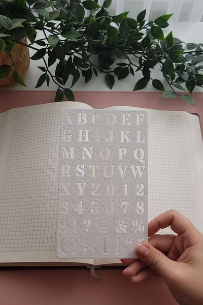 Karmelom Studio Classic Style Large Letter Stencil Ruler - Bullet Journal Title Drawing Tool