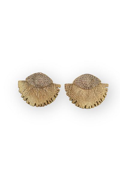 SİSTORİZE Your Luxury Premium Fan Model - Zircon Stone Eye Detail, Steel Earrings - Gold