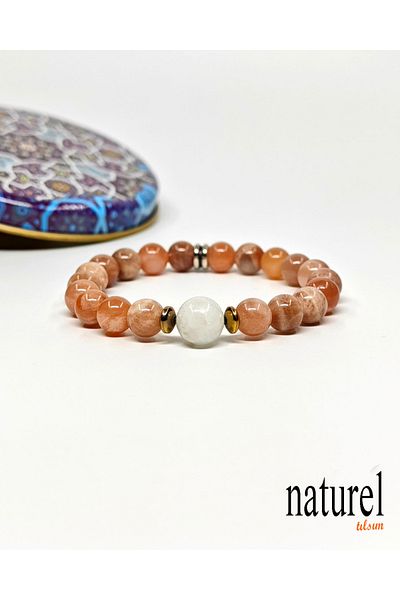 Naturel Tılsım Sun Stone Moon Stone Natural Stone Balance Bracelet