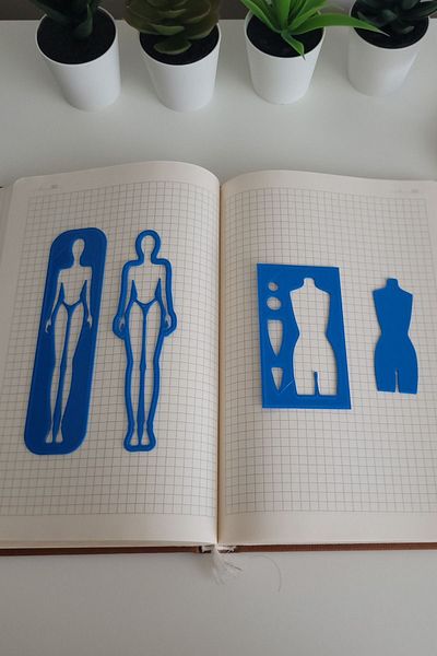 Karmelom Studio Fashion Design Drawing Painting Template Ruler Set