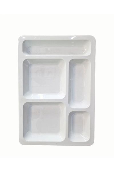 Dizayn Polycarbonate 5-Compartment Self-Service Table D'hote Plate 25 Pieces