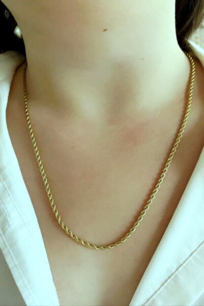 DLK TAKI Çelik Altın Kaplama Orta Boy Burgu Kolye