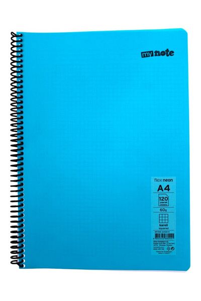 Mynote Flex A4 120 - Leaf Checkered Spiral Neon Cover Plastic Notebook