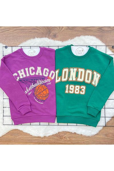 tunays shopping Oversize 2-pack Sweatshirt London+Chicago Printed