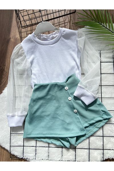 tunays shopping GIRL'S SHORTS WITH SKIRT TULE SLEEVE BLUZ