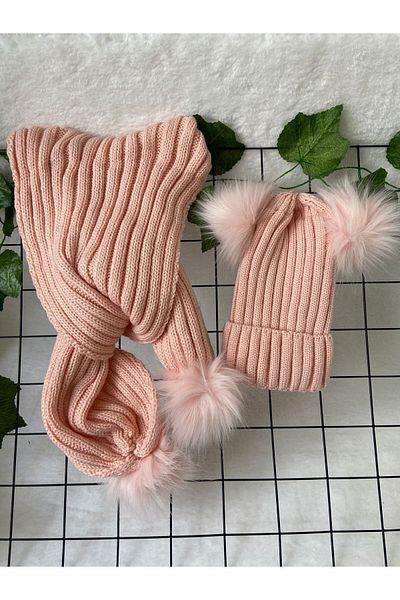 machupıcchu Baby Scarf Beanie Set with Pompom