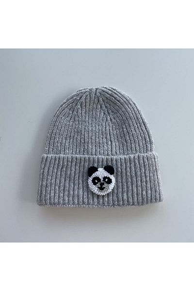 byebruketenci gray beret panda pattern luxury wool hat