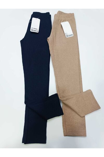 Dastini Çocuk Likralı Fitilli Şardonlu 2'li Tayt