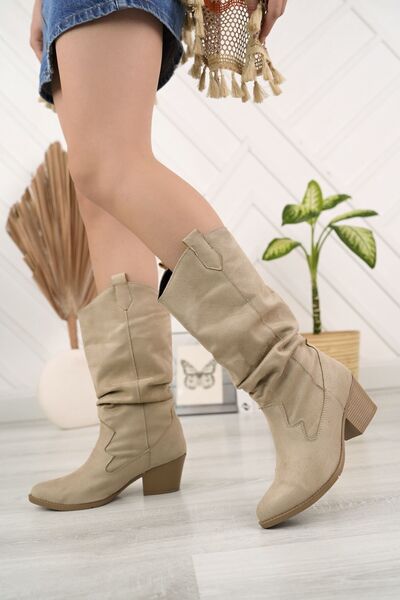 SUİNS SHOES Fiona Cizme Burduf damă Piele întoarsă Cizme cu toc gros