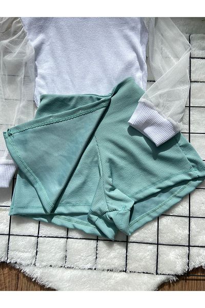 tunays shopping GIRL'S SHORTS WITH SKIRT TULE SLEEVE BLUZ
