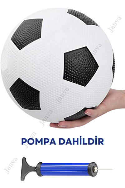 Janva Siyah Beyaz Maç Topu Futbol Topu Kauçuk + Pompa + Şişirme Iğnesi