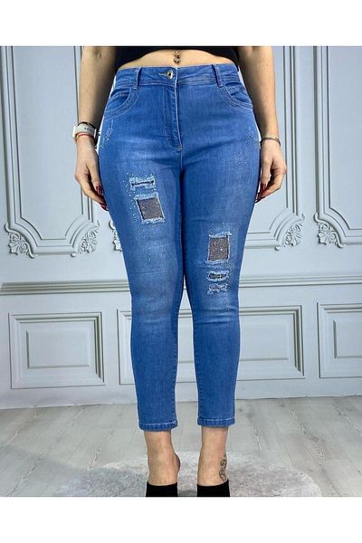 Org Marka Store Bolınto 5 Pocket Rhinestone Ripped High Burner Lycra Skinny Jeans
