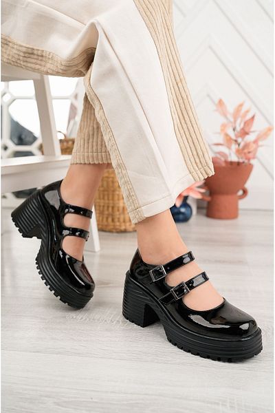 SUİNS SHOES Дамски черни лачени мокасини Suins Alessi