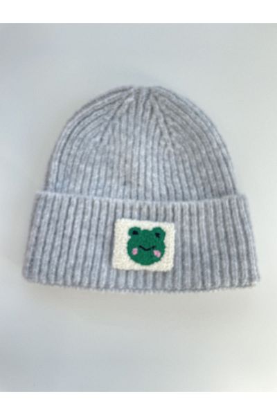 byebruketenci gray beret frog print luxury wool hat