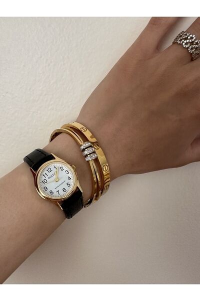 GOLDON Vintage Style Leather Strap Wrist watch