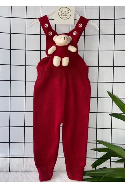 tunays shopping Adjustable Strap Knitwear Salopet with Teddy Bear Detail