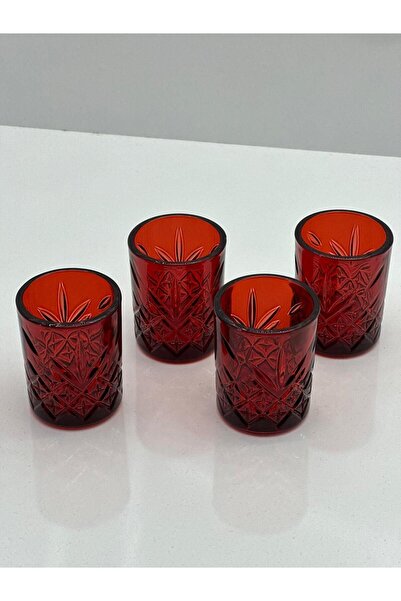 Paşabahçe Timeles Kırmızı Kahve Yani Bardagi Shot Bardagi 4 adet 62 cc