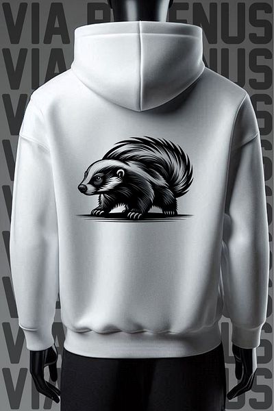 Vordevia Φούτερ με κουκούλα με φαρδιά εφαρμογή White Honey Badger - 3 νήματα