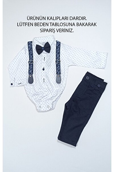 Terry Çıtçıtlı Gömlekli Papyonlu Bebek Takım