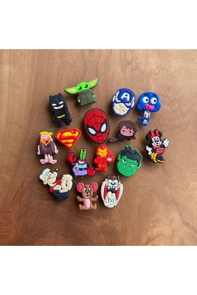 Crocs Jibbitz Terlik Süs Marvell Karakterleri ,Sevimli Figürler 15'li Set