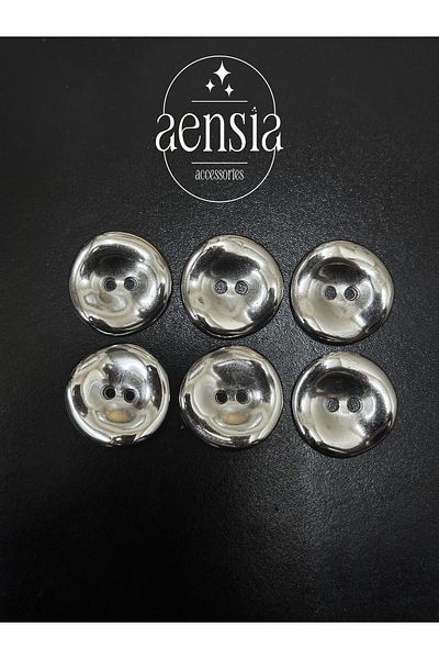 aensia metal Button - Silver CurveD, CurveD anD PerforateD Coat JacKet Trench Coat Button 2.29 CM - PacK of 6